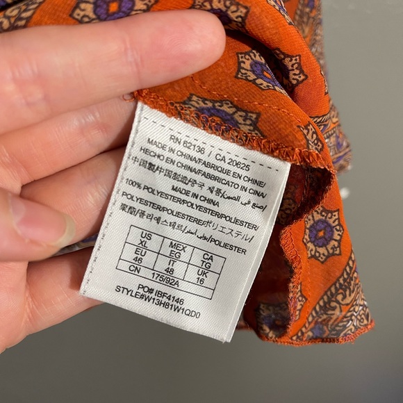 Guess Spaghetti Strap Burnt Orange Chiffon Peplum Blouse Size L - Picture 7 of 10